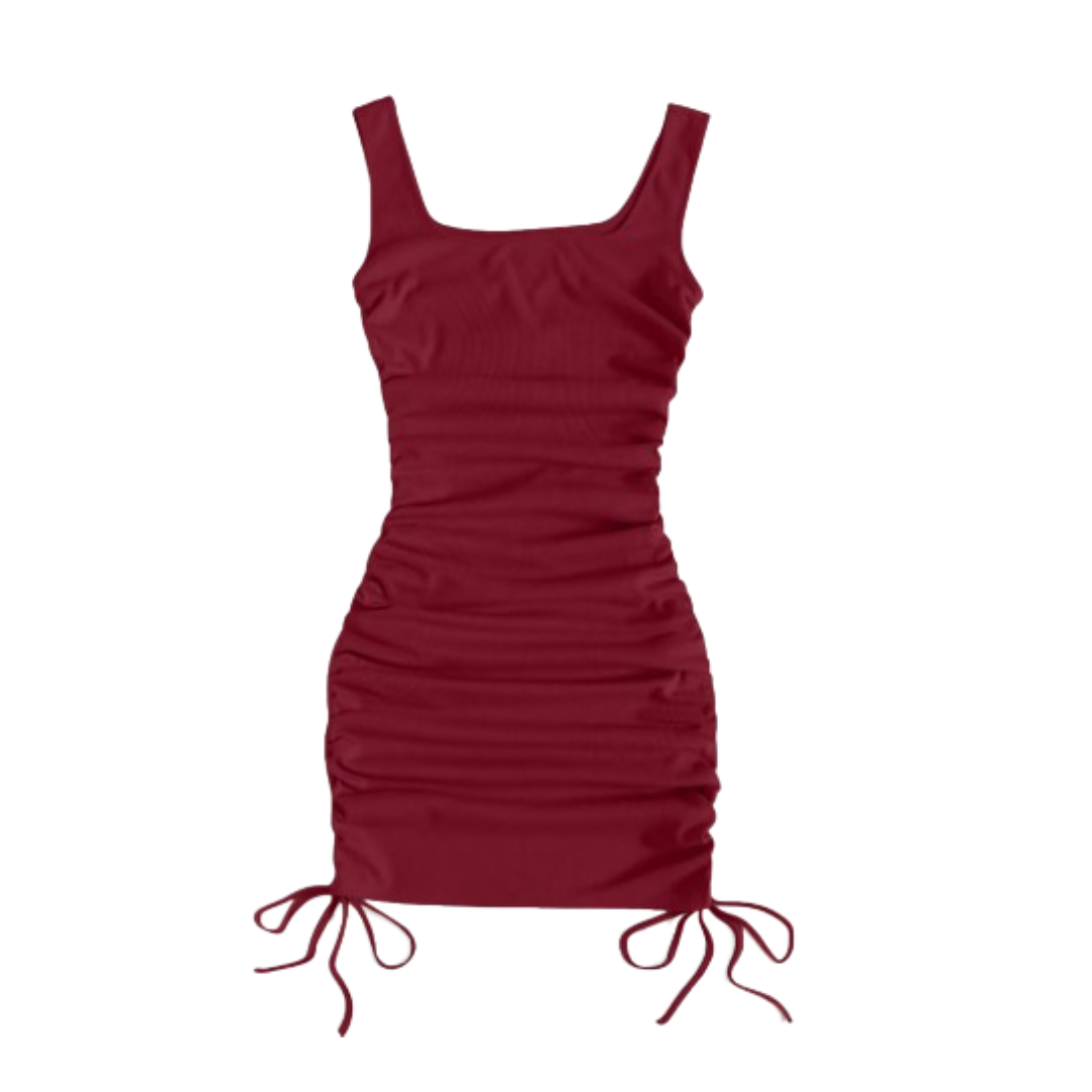 Robe Décontractée Ribbed d'Été Rouge