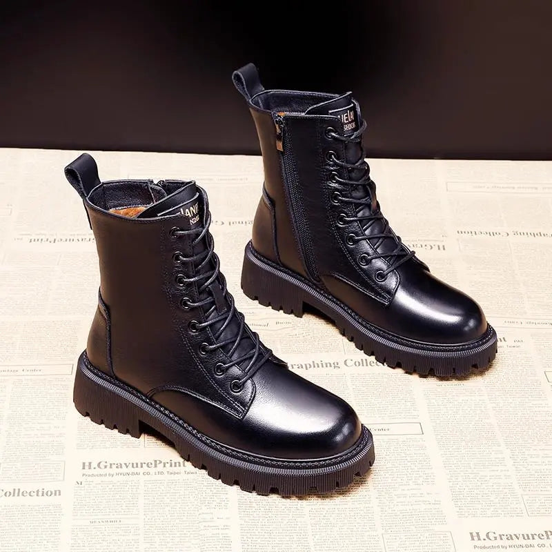 Ava | Bottes D'hiver En cuir Noir pour Femmes